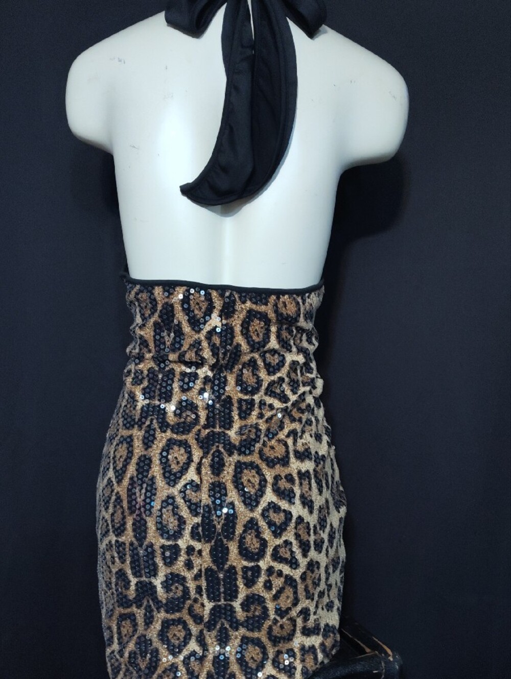 Nasty Gal Women's Leopard Sexy Sequin Halter Dress NWOT - Picture 5 of 9